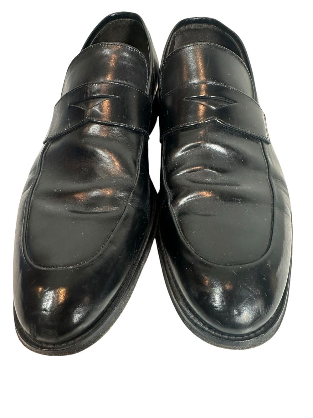 THE BOOT NEW YORK Adam Derrick Italy Classic Black Leather Loafers - Men 12 - Picture 5 of 11